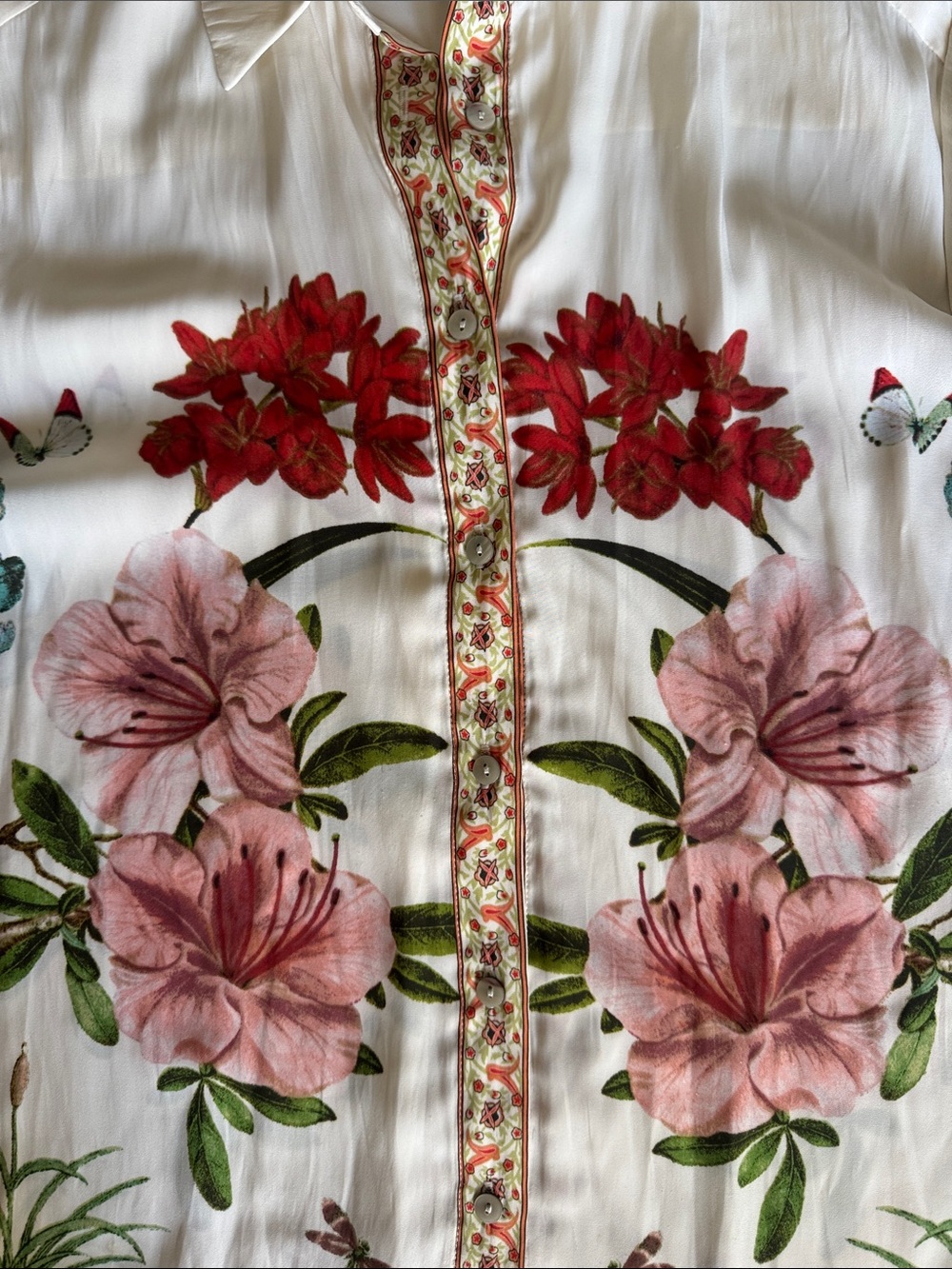 Rose & Olive White Floral Botanical Button-Down Shirt - Picture 4 of 10